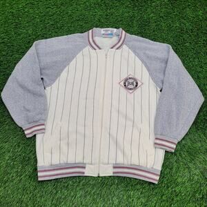 Spalding Zip Sweatshirt M/L 23x26 Cropped Two-Tone Striped